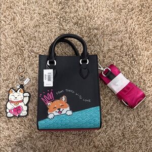 Brighton Tokyo Love Shiba Inu Leather Mini Tote NWT